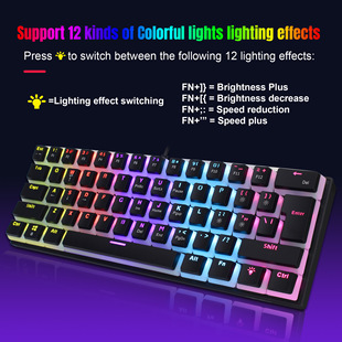 Mini 61Key Mechanical Wired Keybaord 61Keys Gaming
