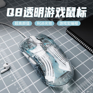 Usb Transparent Wired Silent Mouse Gaming Laptop Game鼠标