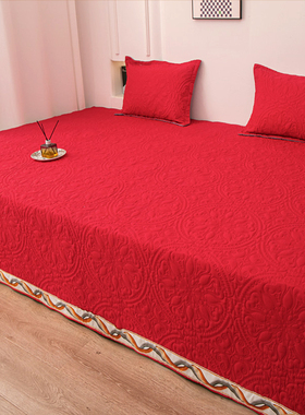 榻榻米床盖红色结婚农村土炕炕单炕盖四季通用防水踏踏米3米床单