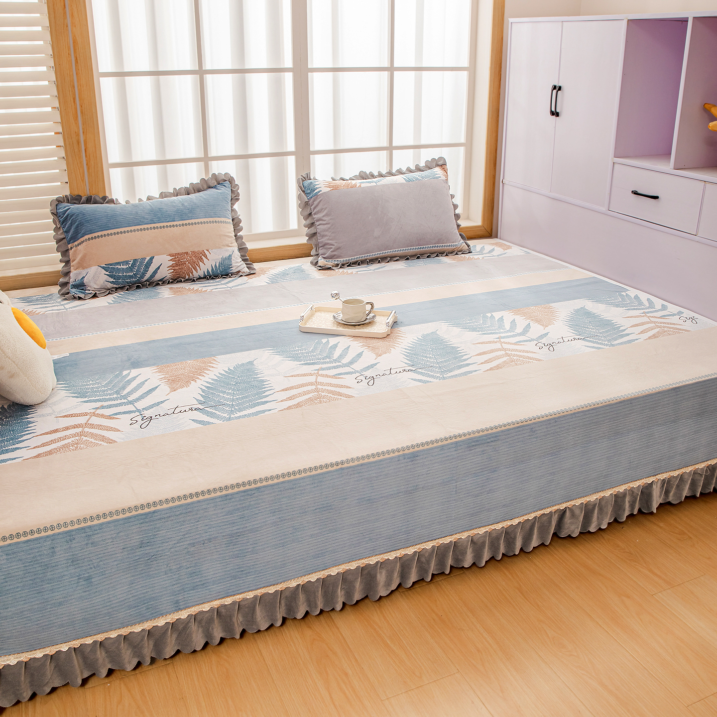 加厚牛奶绒榻榻米床盖夹棉防滑订做大炕珊瑚绒床单3米炕盖三件套