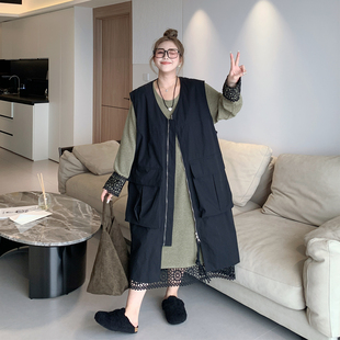 【年末6折】媛子家大码秋季牛仔马甲设计感胖mm百搭叠穿外搭外套