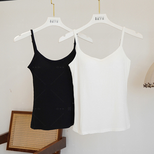 媛子家大码夏季新款吊带背心纯色背心时尚美背胸垫黑白双色打底女