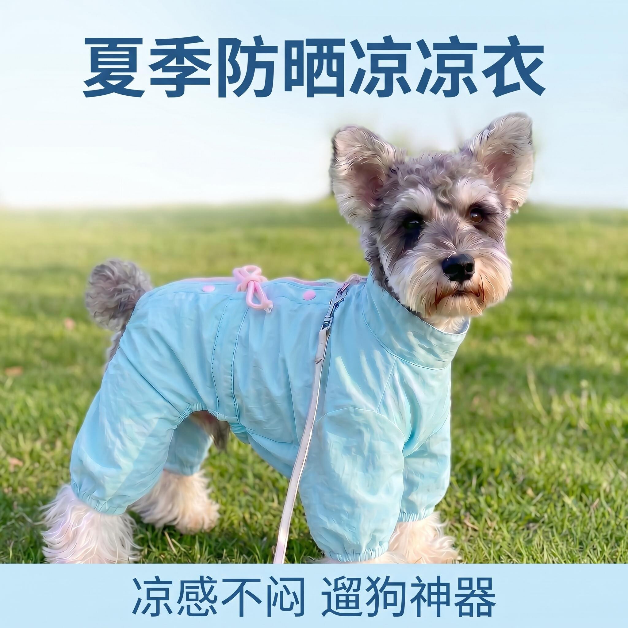 宠物小狗衣服夏季薄款防晒四脚凉凉衣小型犬雪纳瑞户外防脏裤服装