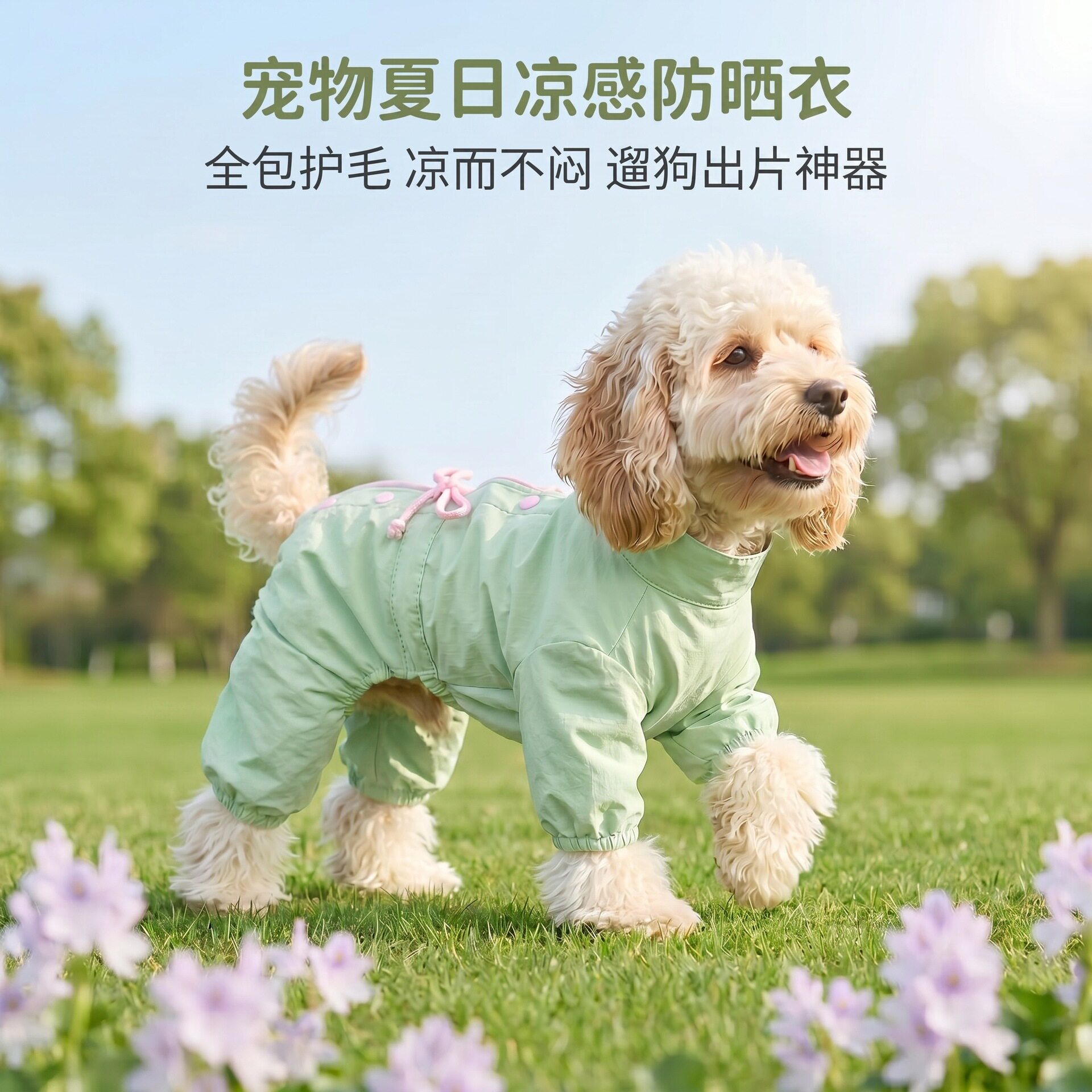 轻薄透气皮肤衣防晒衣狗狗衣服户外防虫美卡可卡布查理王长毛防护