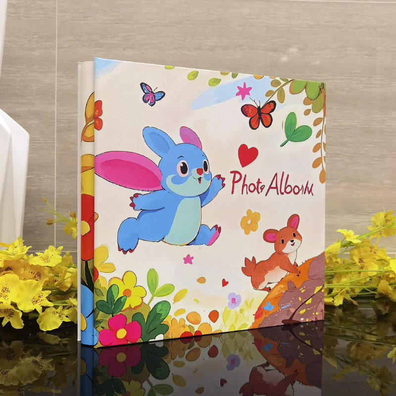 16寸卡通动漫粘贴式相册薄DIY宝宝成长纪念册家庭影集幼儿园绘画