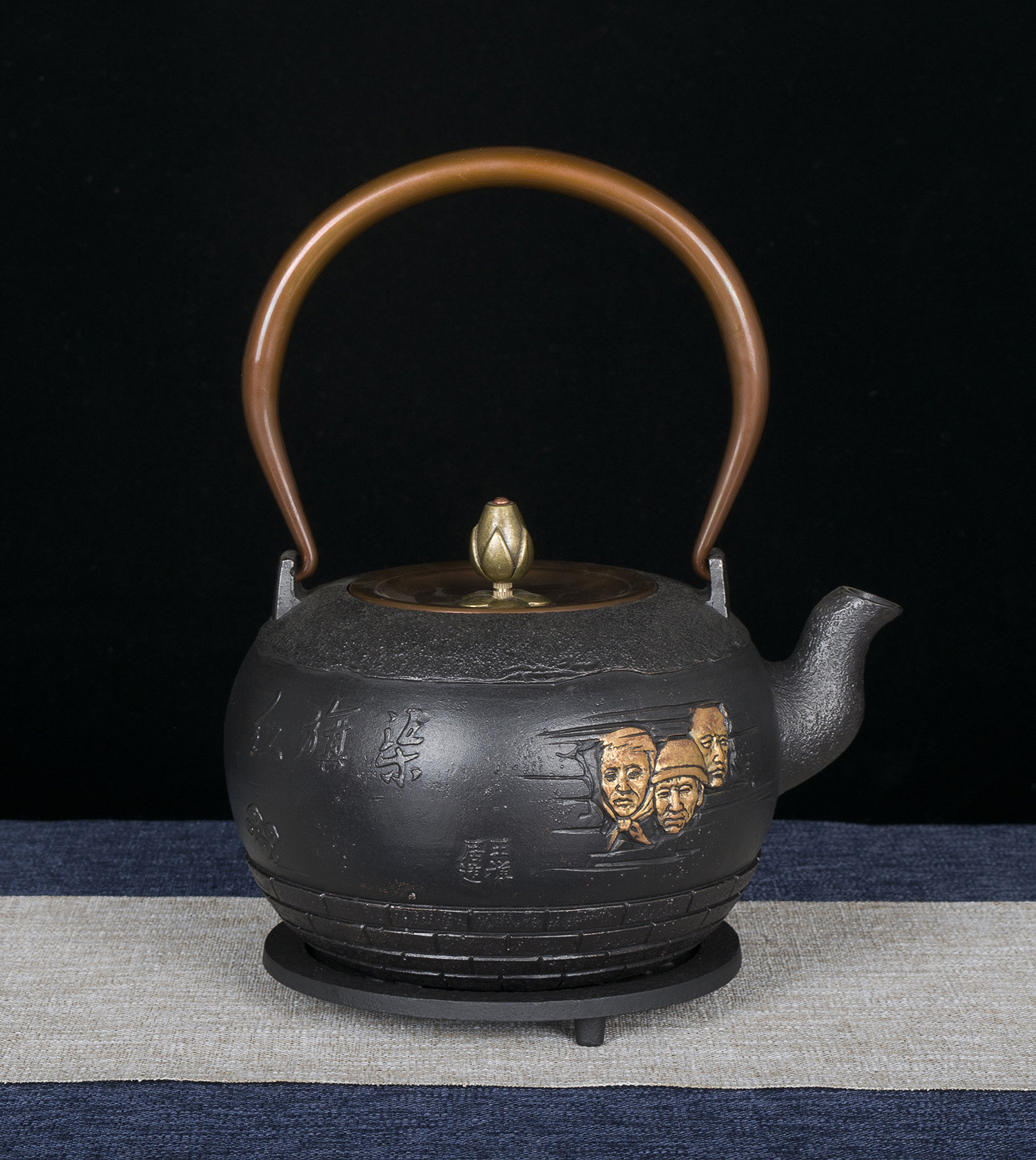 王禅居纯手工煮普洱茶烧水户外水壶家用无涂层铸生铁茶壶1.2L套装