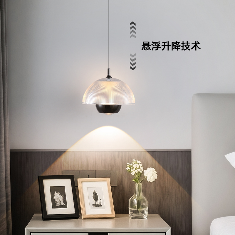 床头小吊灯轻奢高级感卧室吊线灯入户玄关吧台岛台单头设计师吊灯