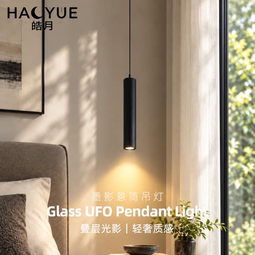 可升降卧室床头吊灯2026新款设计师款极简轻奢黑色客厅玄关吊线灯