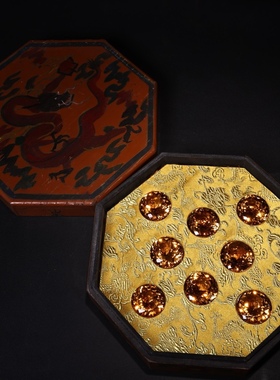 珍品旧藏收黄色钻石宝石一盒工艺精湛老漆器盒硬度可达9级直径3