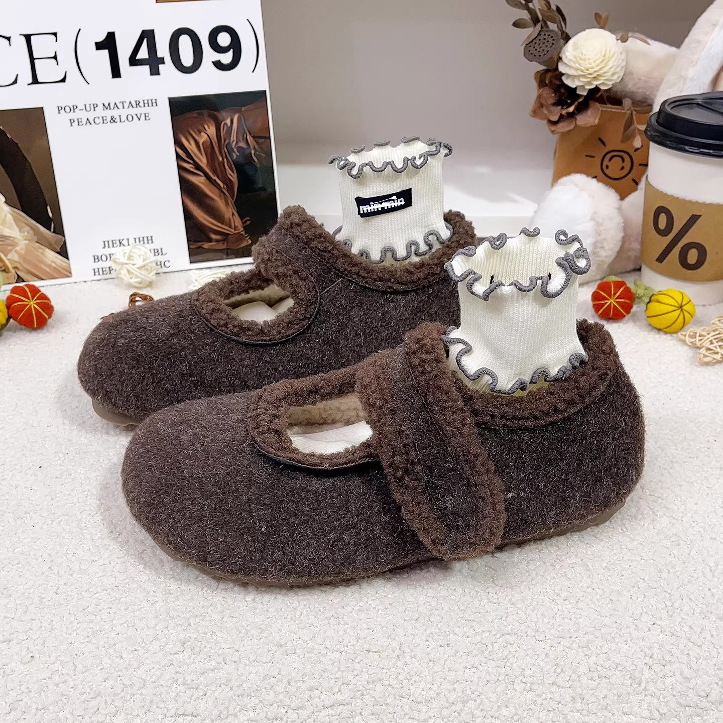 复古加绒玛丽珍勃肯鞋女魔术贴软底舒适豆豆鞋秋冬保暖棉鞋乐福鞋,女鞋,乐福鞋（豆豆鞋）,淘宝优惠券,粉丝福利购,淘宝优惠卷