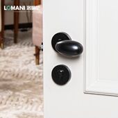 洛曼尼美式 门锁极简轻奢灰黑镍白色静音金色球形室内门把手黄古铜
