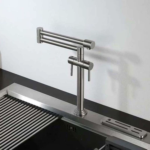 Кухня полная медная телескопическая складная складка горячая и холодная вода крем для мытья раковина раковина балкон Двойной переключатель вращающийся с двумя ручками