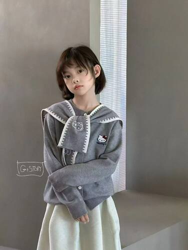 G+story2026秋冬52906新款KT披肩羊毛衣针织开衫中大童女童可亲子