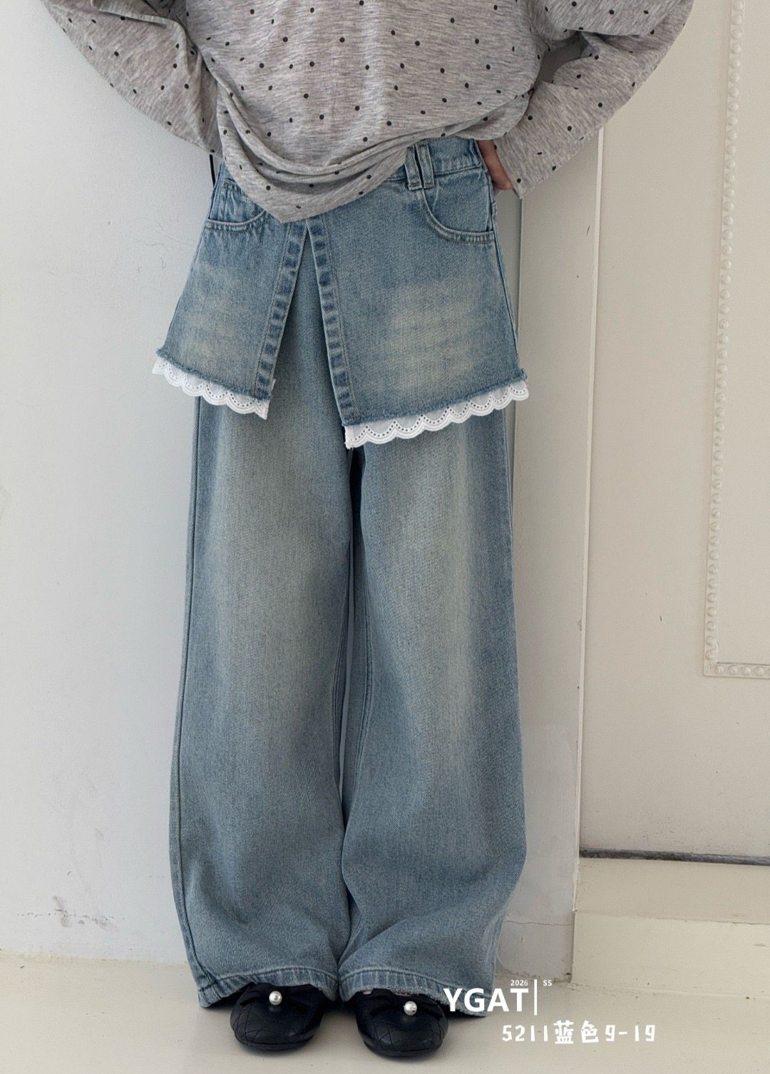 阳光爱橦26年春款韩新款儿童女童牛仔裤裤子潮童拼接直筒叠穿裤子,童装/婴儿装/亲子装,裤子,淘宝优惠券,粉丝福利购,淘宝优惠卷