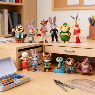 zootopia疯狂动物城手办朱迪兔子玩偶狐尼克12款摆件玩具装饰蛋糕