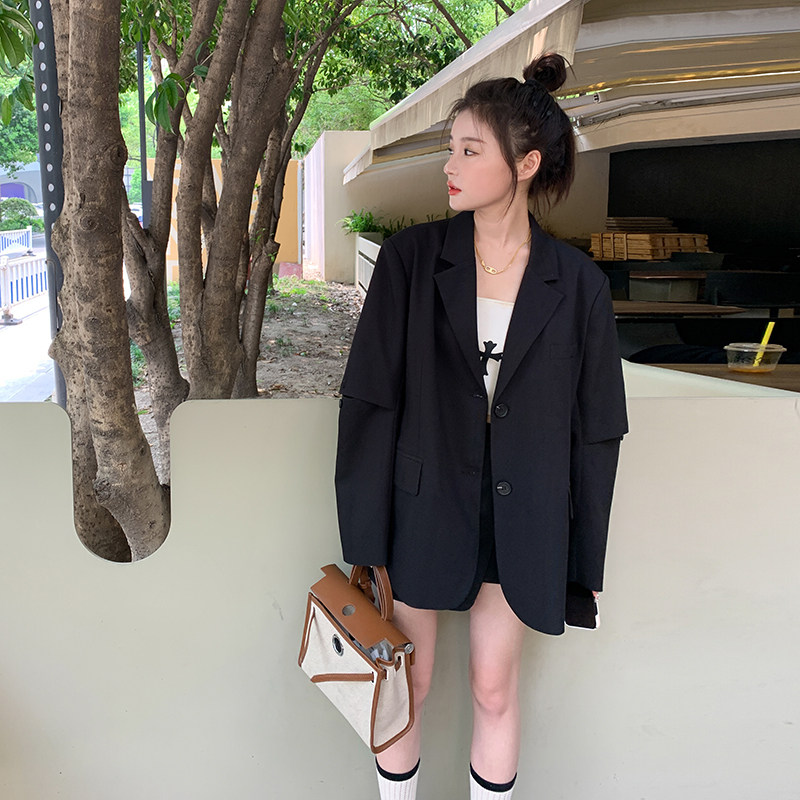 通勤黑色西服上衣女春秋2025超火好看高级感小众休闲职业西装外套,女装西装,浙宝233