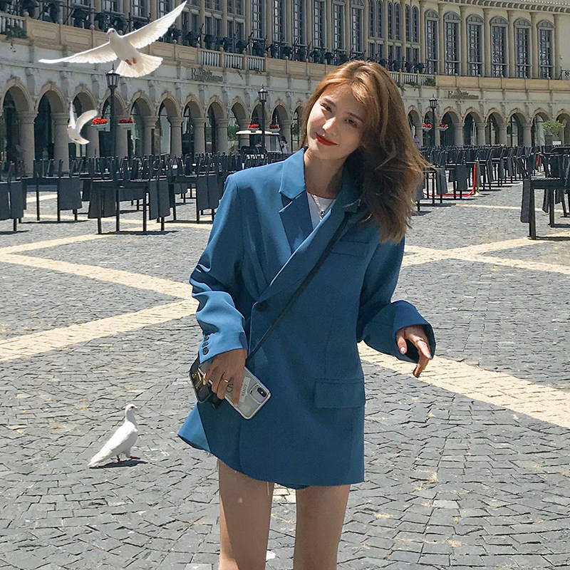 主推秋装新款斜扣可收腰可宽松西装MMJ1099P110控价168大货，女装西装，浙宝233