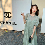 现货欧根纱碎花2件套连衣裙MMJ2339P105158，女装连衣裙，浙宝233