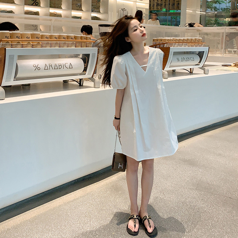 新款主推【已出货】一字V领娃娃衫连衣裙MMJ2358P85控价138，女装连衣裙，浙宝233