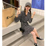 主推秋装韩版黑色碎花长袖连衣裙MMJ2163P90控价138大货，女装连衣裙，浙宝233