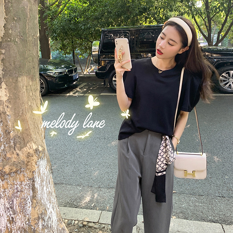 现货印花丝巾绑带休闲裤T恤套装MMJ2152P110控价168送丝巾,女装套装/套裙,浙宝233