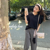 现货印花丝巾绑带休闲裤T恤套装MMJ2152P110控价168送丝巾，女装套装/套裙，浙宝233