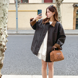 【现货】秋款miu系复古水洗皮衣外套 MMJ8005-P160-K228,女装皮衣,浙宝233