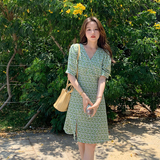 小花抹茶绿短