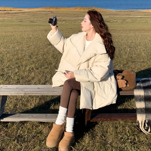 现货 冬装新款大翻领加厚90绒中长款羽绒服 MMJ8075-P335-K508，女装羽绒服，浙宝233