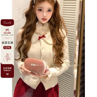 甜美蝴蝶结软糯针织衫 马海毛羊毛娃娃领开衫 Didi柔光回忆 Lazy