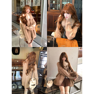 V领镂空扭花开衫 慵懒秋冬软糯毛衣外套中长款 Didi浅奢织物 Lazy