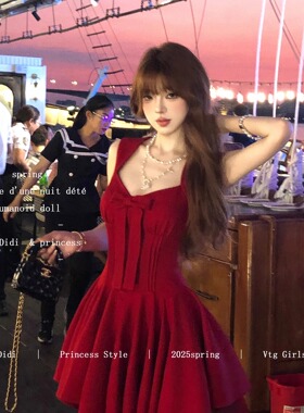 Lazy Didi玫瑰人生 四米裙摆公主裙蝴蝶结千金感无袖收腰连衣裙