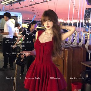 Lazy Didi玫瑰人生四米裙摆公主裙蝴蝶结千金感无袖收腰连衣裙