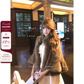 定染浪漫斗篷环保仿貂皮草短款 Lazy Didi中古雪貂 加厚设计感外套