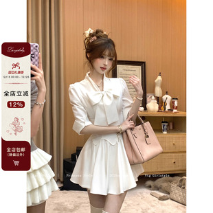 裙蝴蝶结系带千金连衣裙 日常通勤收腰鱼尾衬衫 Lazy Didi小说女主