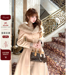 显瘦千金气质毛呢 曲线雕刻4米裙摆收腰大衣长款 Lazy Didi海瑟薇