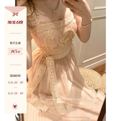 Lazy Didi以爱之名 爱德华古董蕾丝刺绣 5米大摆纱裙重工吊带裙