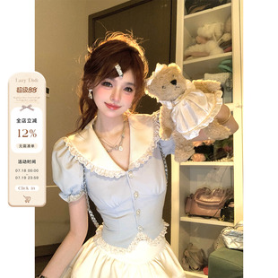 didi 甜美海军领套装 Lazy 少女天赋 减龄蛋糕裙 学院风短袖 夏法式