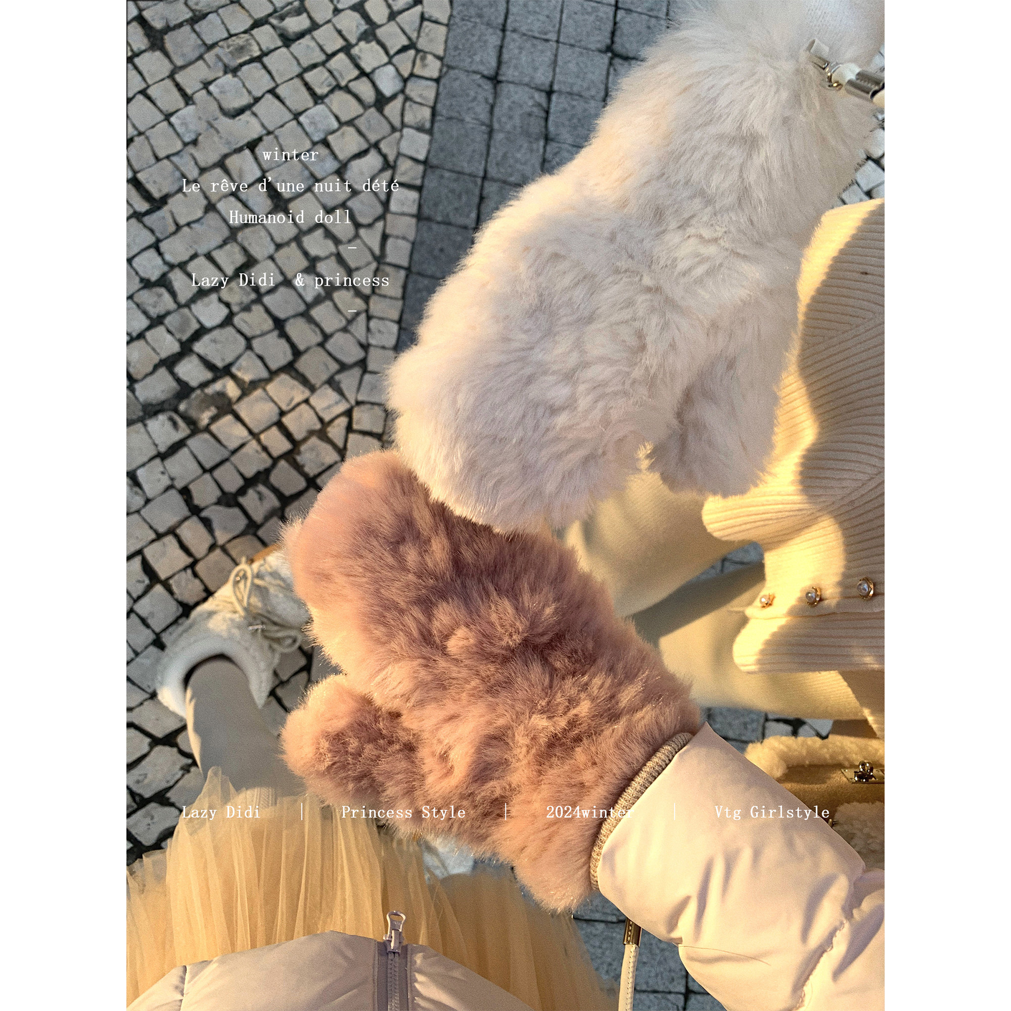 Lazy Didi暖手宝 毛茸茸手套内里加绒加厚连指挂脖可爱保暖冬季