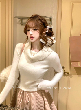 Lazy Didi诠释柔织 羊毛混纺浣熊纱高领发热毛衣修身内搭打底衫