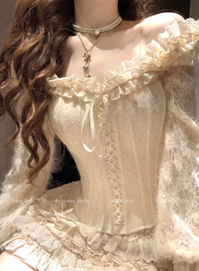 Lazy Didi古典礼赞 冬季美学320g双面绒鱼骨胸衣蕾丝复古重工半裙