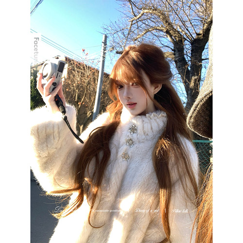 Lazy Didi小奶熊 以假乱真!!公主领 环保皮草外套仿狐狸毛大衣冬