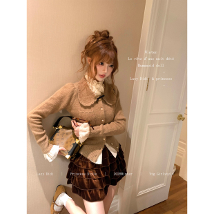 Lazy 光感丝绒蛋糕短裙秋冬甜美高腰多层半身蓬蓬裙 Didi初雪夕幕