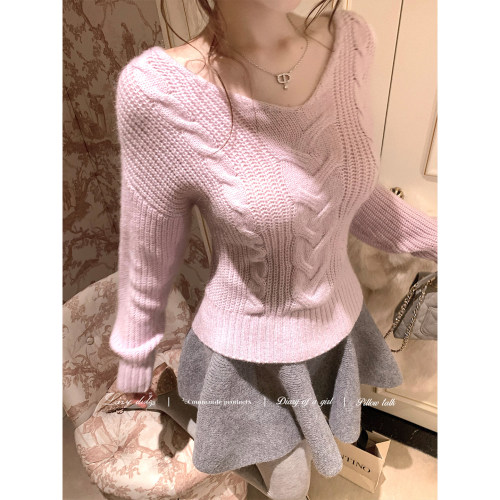 LazyDidi雪芙塔塔【10/14新品】超柔软!!元宝针麻花毛衣 幼马海毛