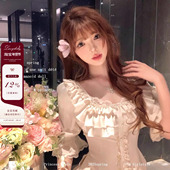 缎面折角腰公主泡泡袖 Lazy Didi珍珠星芒 上衣网纱蓬蓬裙蛋糕半裙