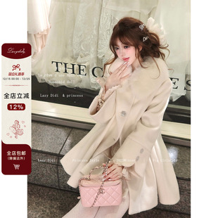 千金呢外套 日系千金3M斗篷羊毛大衣气质中长款 Lazy Didi初雪漫步