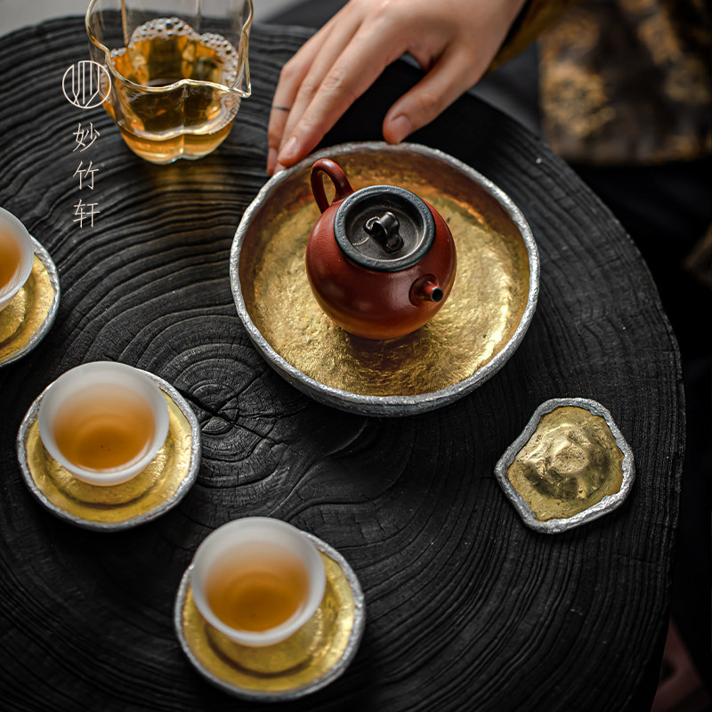 妙竹轩铝包铜壶承杯垫茶则