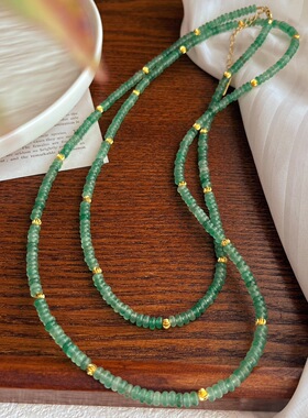 绿野仙踪复古天然东陵玉飞碟珠长款项链氛围感多种戴法颈链