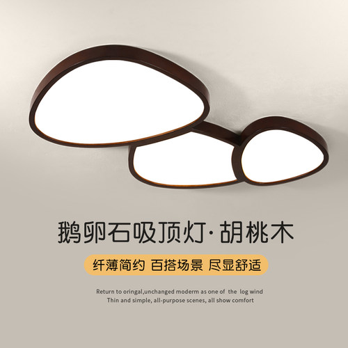 胡桃木LED吸顶灯新中式实木客厅卧室饭厅房间2025新款中古风灯具
