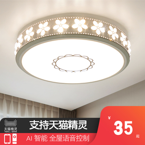 LED吸顶灯圆形紫荆花大气客厅灯具遥控卧室灯餐厅书房过道房间现代简约温馨天猫精灵智能家用三色阳台灯饰